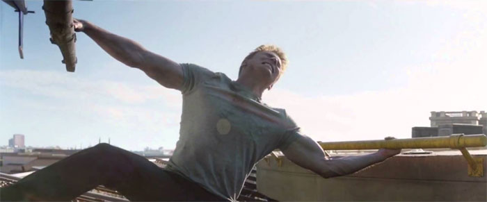 Captain America versus helicopter