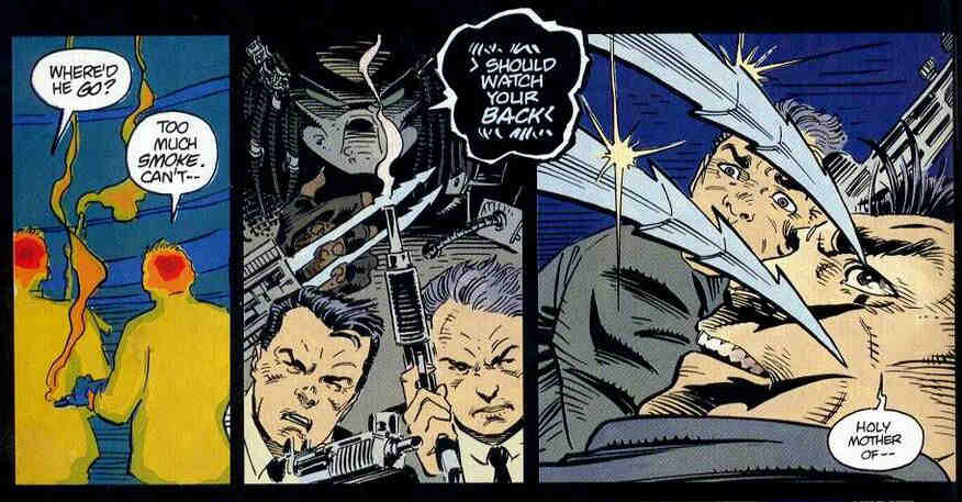 Komiks Batman vs Predator 1991 strona Wieczny Łowca zawsze Was przechytrzy