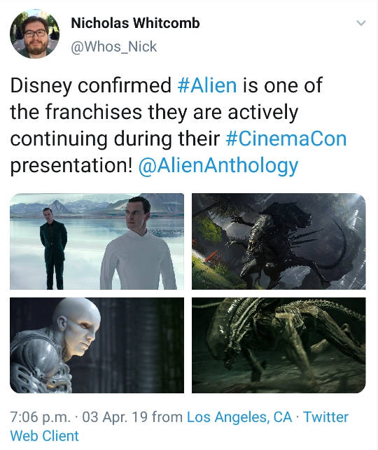 Nowe filmy Alien / seria Obcy przez Disneya #1