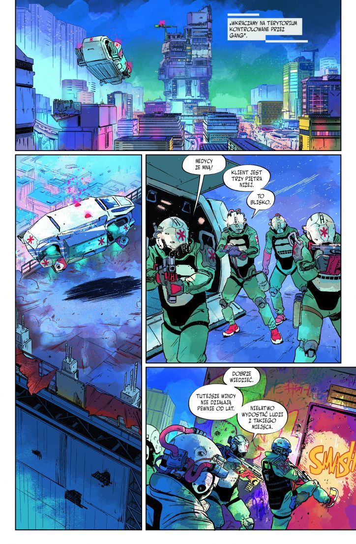 Cyberpunk 2077 Trauma Team - przykładowa strona komiksu