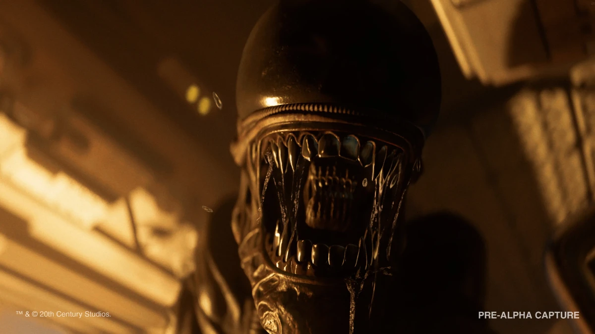 Uśmiech Ksenomorpha przy bliskim kontakcie w grze Alien Isolation 2
